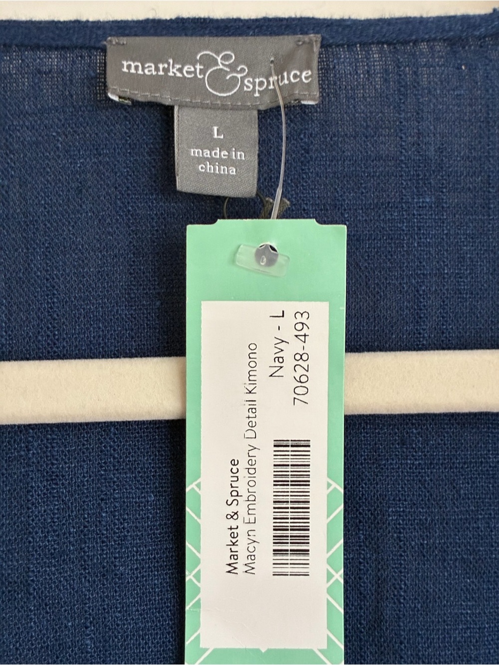 Market & Spruce Navy Macyn Embroidery Detail Kimono size large - Picture 3 of 6